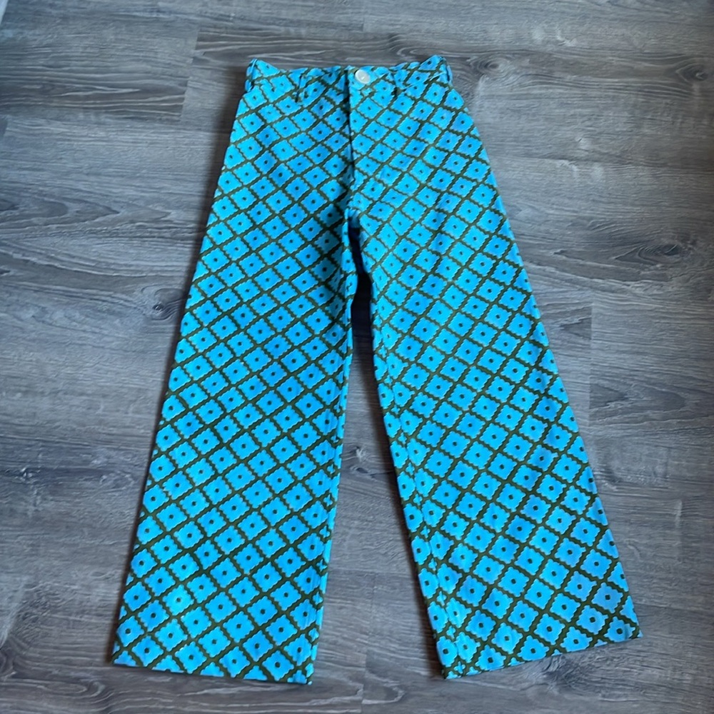 NWT SZ Blockprint Disco Pants Blue Green Size XXS VERY RARE SIZE